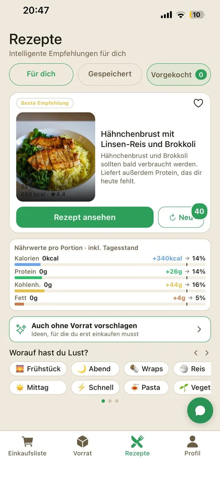 HomeFresh Rezeptempfehlungen